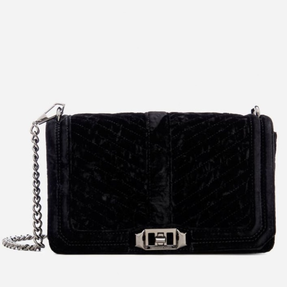 REBECCA MINKOFF SMALL LOVE BAG VELVET BLACK